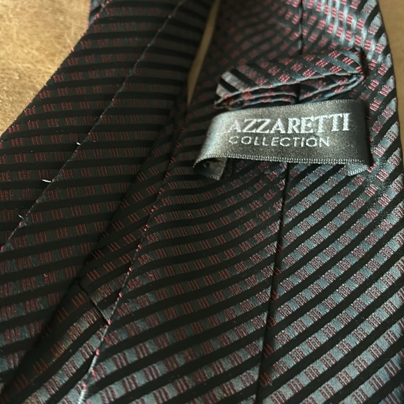 Lazzaretti Men’s 100% Silk Handmade Tie. Red and Black Geometric Design - Picture 6 of 6